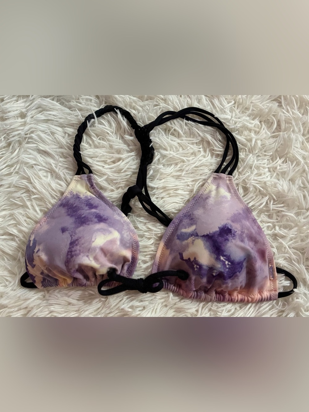Victorias Secret PINK Tie Dye Purple Ombré Resort Triangle Swimsuit Bikini Top M